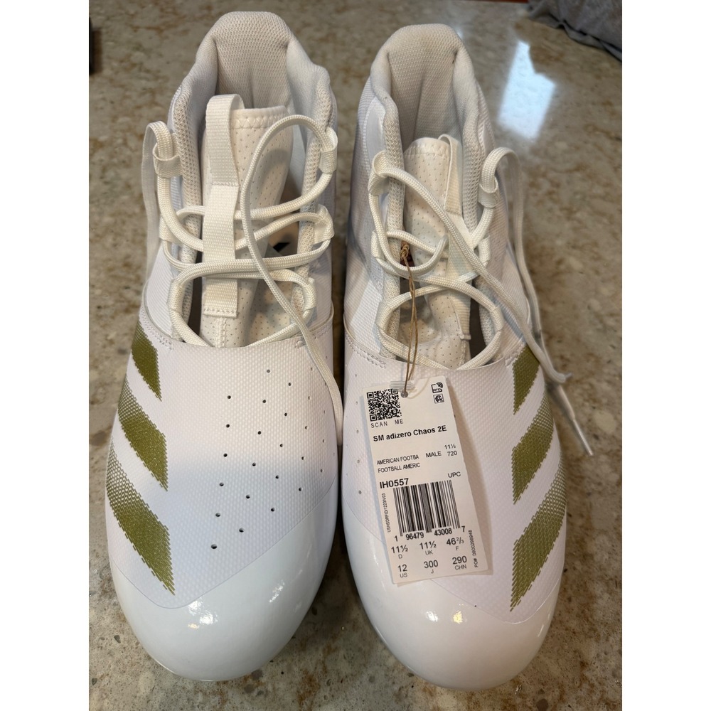 Adidas Adizero Chaos 2E Football Cleats White Gold IH0557 Mens Size 12 Wide